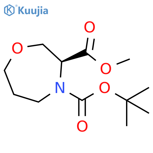1,4-Oxazepine-3,4(5H)-dicarboxylic acid, tetrahydro-, 4-(1,1-dimethylethyl) 3-methyl ester, (3S)- structure