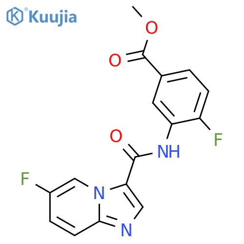4-Fluoro-3-[(6-fluoroimidazo[1,2-a]pyridine-3-carbonyl)amino]benzoic acid methyl ester structure