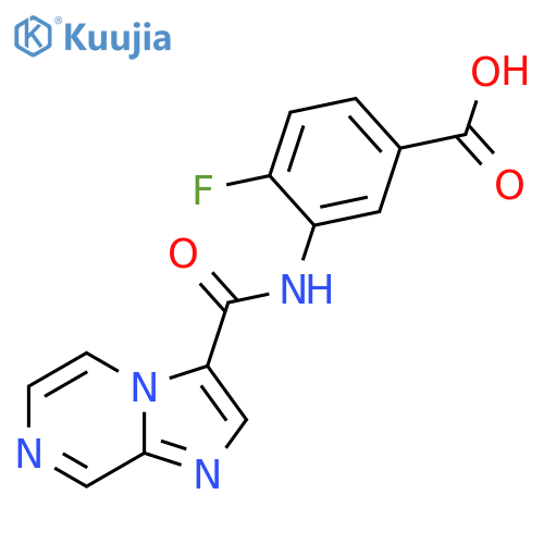 4-Fluoro-3-[(imidazo[1,2-a]pyrazine-3-carbonyl)-amino]benzoic acid structure