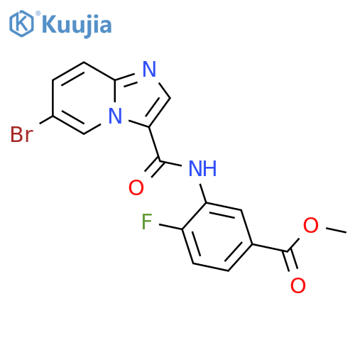 Benzoic acid, 3-[[(6-bromoimidazo[1,2-a]pyridin-3-yl)carbonyl]amino]-4-fluoro-, methyl ester structure