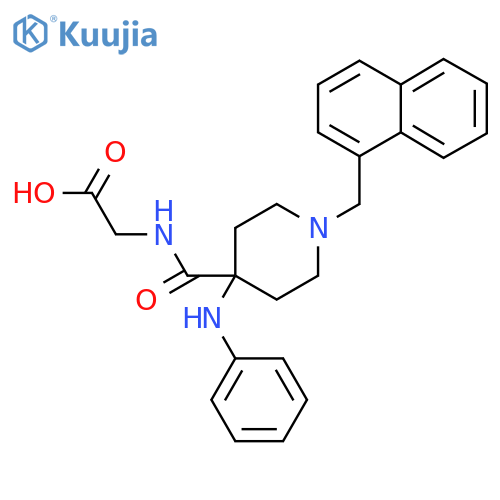2-[[4-Anilino-1-(naphthalen-1-ylmethyl)piperidine-4-carbonyl]amino]acetic acid structure