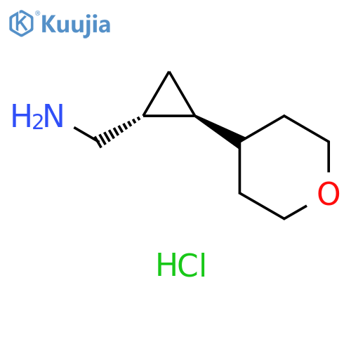 rac-[(1R,2S)-2-(oxan-4-yl)cyclopropyl]methanamine hydrochloride, trans structure