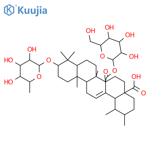 3-Hydroxy-12-ursene-27,28-dioic acid; 3β-form, 3-O-(6-Deoxy-β-D-allopyranoside), 27-O-β-D-glucopyranosyl ester structure