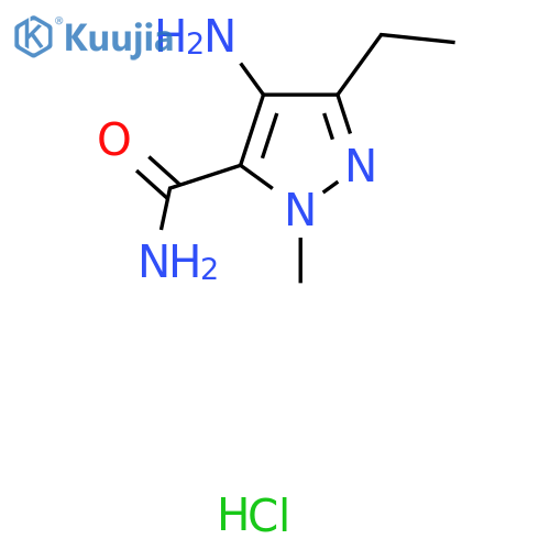 4-amino-3-ethyl-1-methyl-1H-pyrazole-5-carboxamide hydrochloride structure