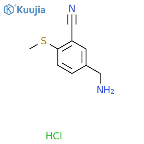 5-(Aminomethyl)-2-(methylsulfanyl)benzonitrile hydrochloride structure