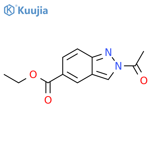 2H-Indazole-5-carboxylic acid, 2-acetyl-, ethyl ester structure