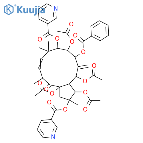 2,3,5,7,8,9,15-Heptahydroxy-6(17),11-jatrophadien-14-one; (2α,3β,5α,7β,8α,9α,11E,13β,15β)-form, 2,9-Bis-O-(3-pyridinecarbonyl), 7-benzoyl, 3,5,8,15-tetra-Ac structure