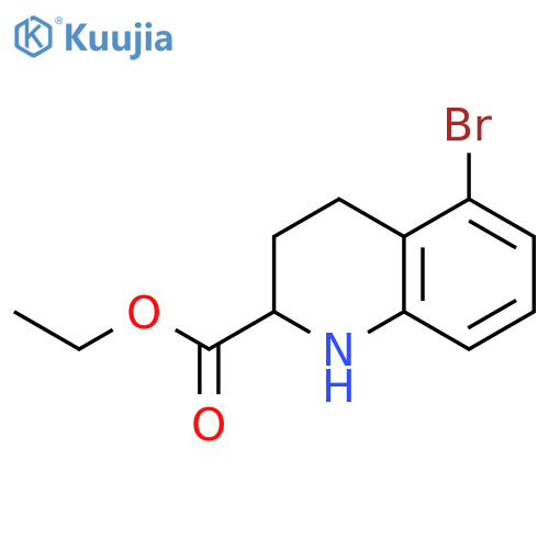 2-Quinolinecarboxylic acid, 5-bromo-1,2,3,4-tetrahydro-, ethyl ester structure