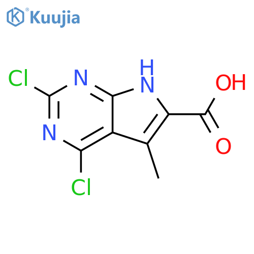 2,4-dichloro-5-methyl-7H-pyrrolo[2,3-d]pyrimidine-6-carboxylic acid structure