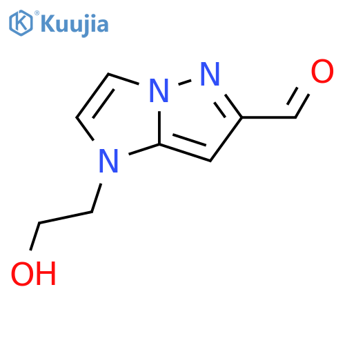 1-(2-hydroxyethyl)-1H-imidazo1,2-bpyrazole-6-carbaldehyde structure