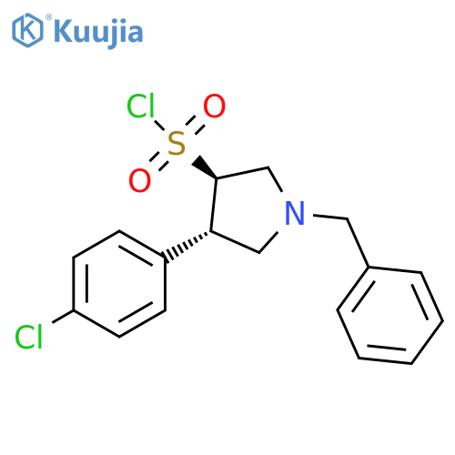 rac-(3R,4S)-1-benzyl-4-(4-chlorophenyl)pyrrolidine-3-sulfonyl chloride structure