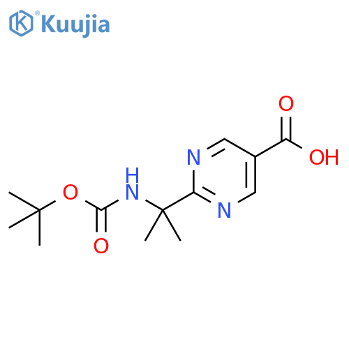 5-Pyrimidinecarboxylic acid, 2-[1-[[(1,1-dimethylethoxy)carbonyl]amino]-1-methylethyl]- structure