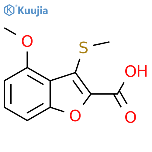4-Methoxy-3-methylsulfanyl-1-benzofuran-2-carboxylic acid structure