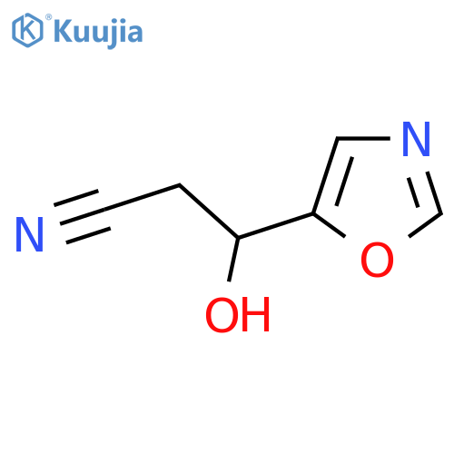 3-hydroxy-3-(1,3-oxazol-5-yl)propanenitrile structure