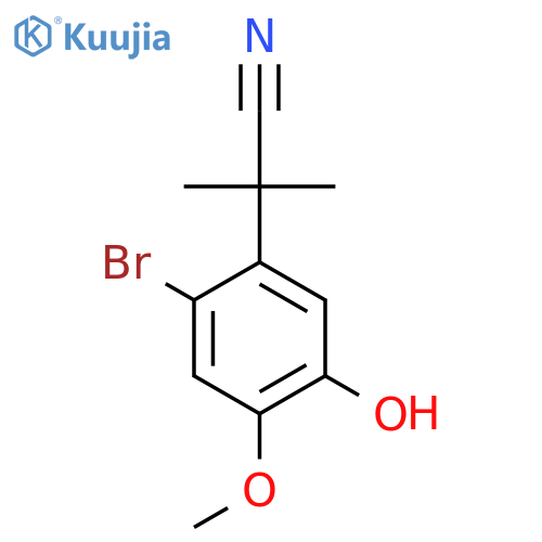 2-(2-bromo-5-hydroxy-4-methoxyphenyl)-2-methylpropanenitrile structure
