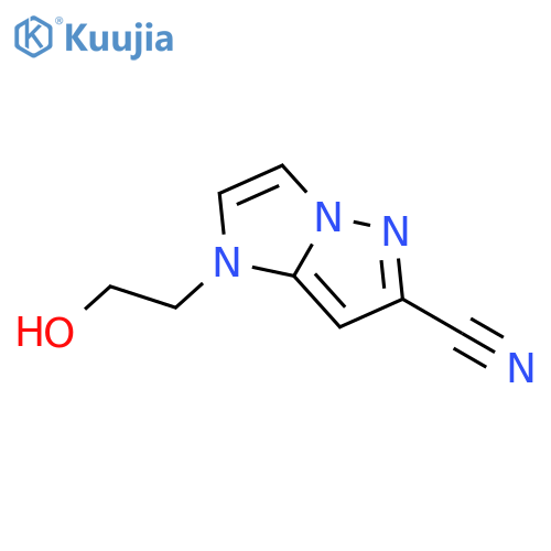 1-(2-hydroxyethyl)-1H-imidazo[1,2-b]pyrazole-6-carbonitrile structure