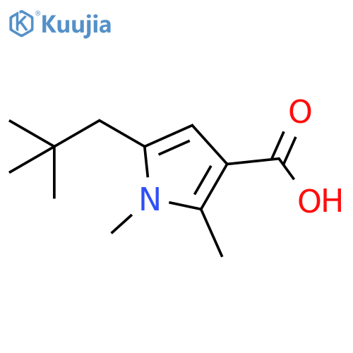 5-(2,2-dimethylpropyl)-1,2-dimethyl-1H-pyrrole-3-carboxylic acid structure
