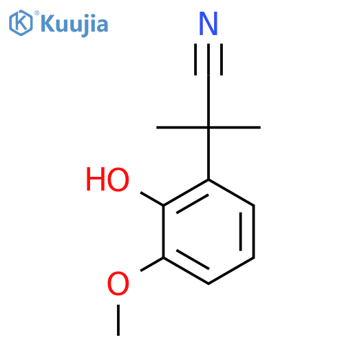 2-(2-hydroxy-3-methoxyphenyl)-2-methylpropanenitrile structure