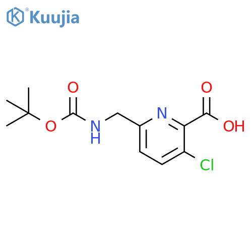 2-Pyridinecarboxylic acid, 3-chloro-6-[[[(1,1-dimethylethoxy)carbonyl]amino]methyl]- structure