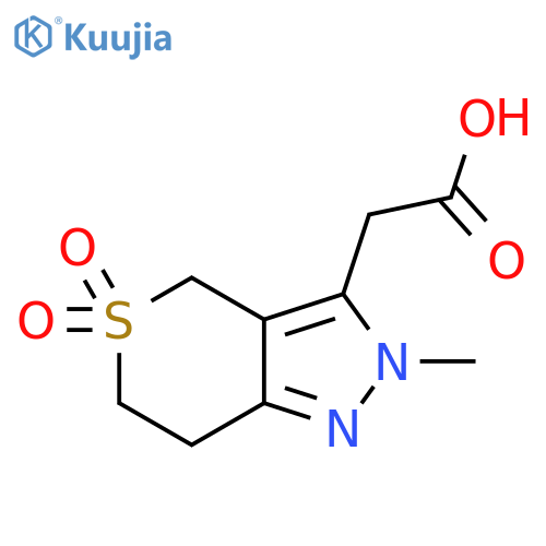 2-(2-Methyl-5,5-dioxido-2,4,6,7-tetrahydrothiopyrano[4,3-c]pyrazol-3-yl)acetic acid structure