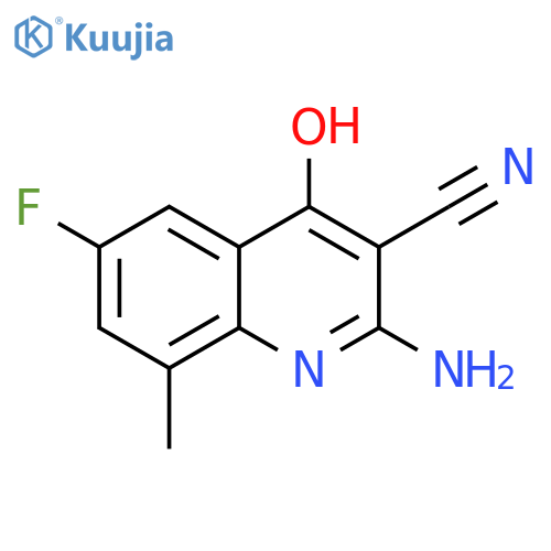 2-amino-6-fluoro-4-hydroxy-8-methylquinoline-3-carbonitrile structure