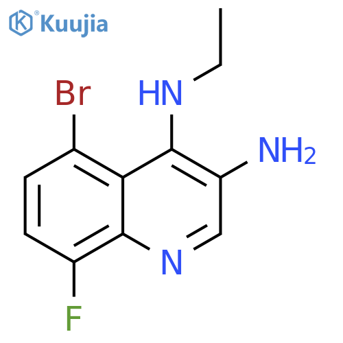 3,4-Quinolinediamine, 5-bromo-N4-ethyl-8-fluoro- structure