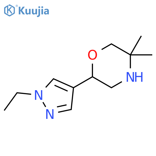 2-(1-ethyl-1H-pyrazol-4-yl)-5,5-dimethylmorpholine structure