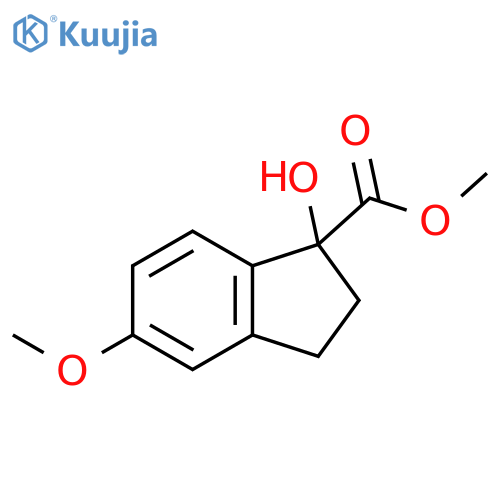 methyl 1-hydroxy-5-methoxy-2,3-dihydro-1H-indene-1-carboxylate structure