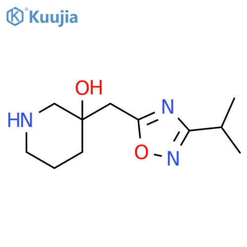 3-{3-(propan-2-yl)-1,2,4-oxadiazol-5-ylmethyl}piperidin-3-ol structure