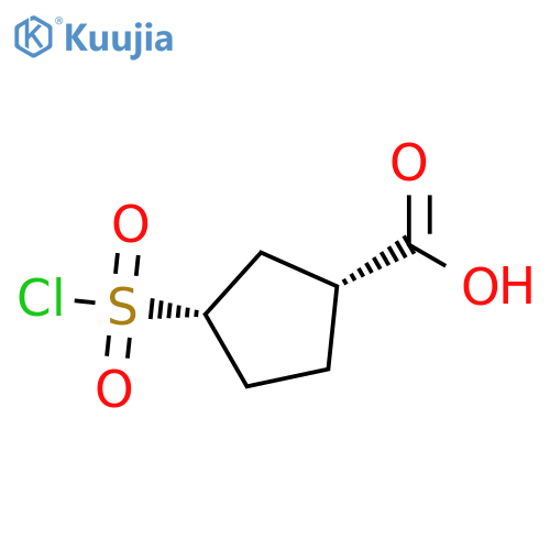 (1S,3R)-3-(chlorosulfonyl)cyclopentane-1-carboxylic acid structure