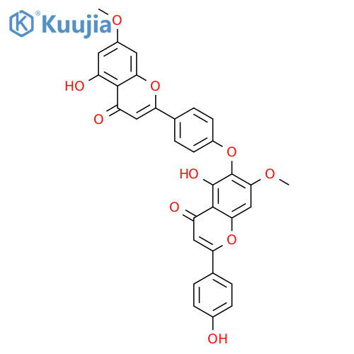 5-hydroxy-6-[4-(5-hydroxy-7-methoxy-4-oxo-4H-chromen-2-yl)-phenoxy]-2-(4-hydroxy-phenyl)-7-methoxy-chromen-4-one structure