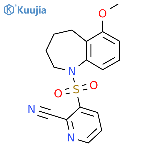 3-[(6-methoxy-2,3,4,5-tetrahydro-1H-1-benzazepin-1-yl)sulfonyl]pyridine-2-carbonitrile structure