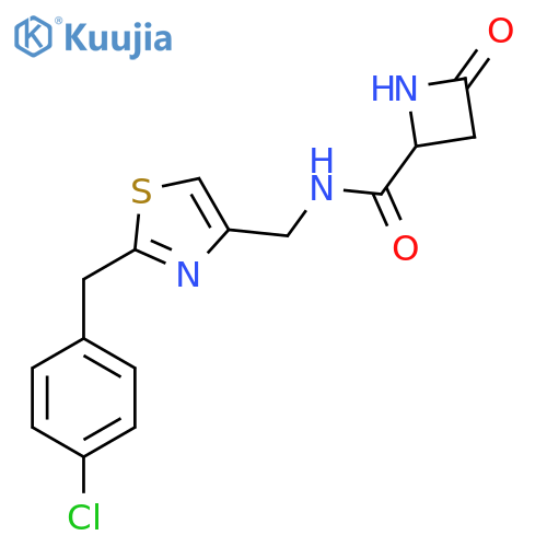 N-({2-[(4-chlorophenyl)methyl]-1,3-thiazol-4-yl}methyl)-4-oxoazetidine-2-carboxamide structure