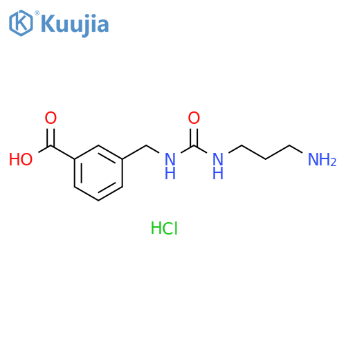 3-({(3-aminopropyl)carbamoylamino}methyl)benzoic acid hydrochloride structure