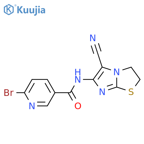 6-bromo-N-{5-cyano-2H,3H-imidazo[2,1-b][1,3]thiazol-6-yl}pyridine-3-carboxamide structure