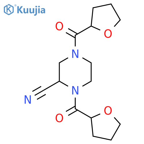 1,4-Bis(oxolane-2-carbonyl)piperazine-2-carbonitrile structure