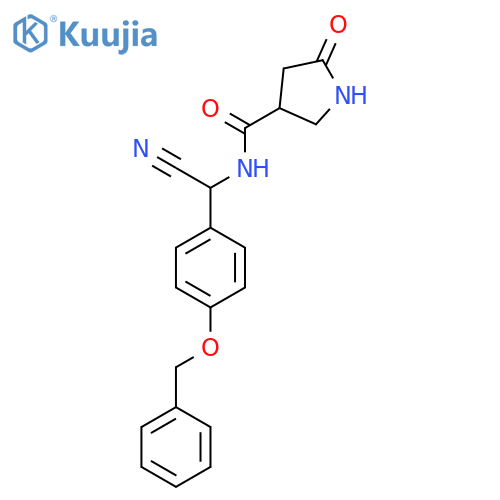N-{[4-(benzyloxy)phenyl](cyano)methyl}-5-oxopyrrolidine-3-carboxamide structure