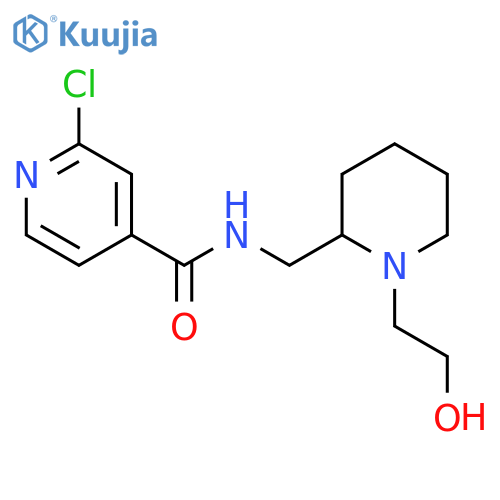 2-chloro-N-{[1-(2-hydroxyethyl)piperidin-2-yl]methyl}pyridine-4-carboxamide structure