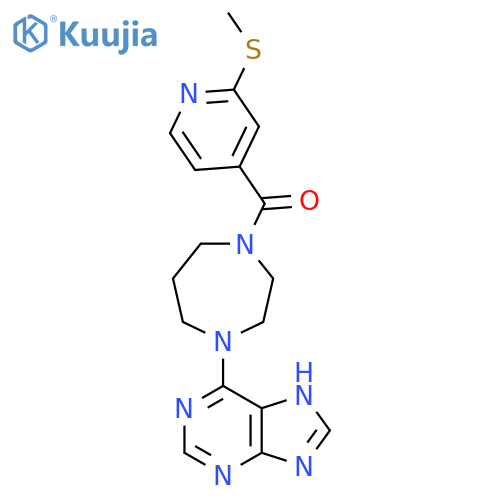 6-{4-[2-(methylsulfanyl)pyridine-4-carbonyl]-1,4-diazepan-1-yl}-9H-purine structure