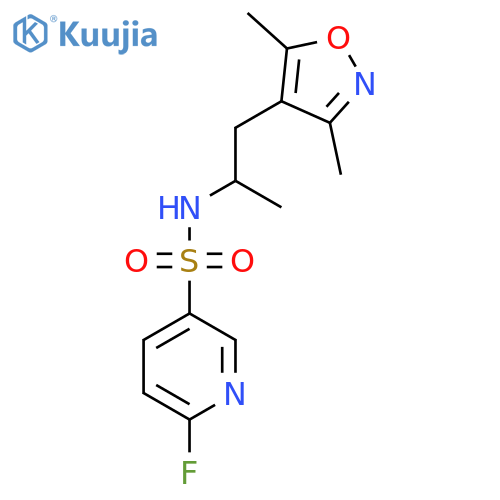 N-[1-(3,5-dimethyl-1,2-oxazol-4-yl)propan-2-yl]-6-fluoropyridine-3-sulfonamide structure