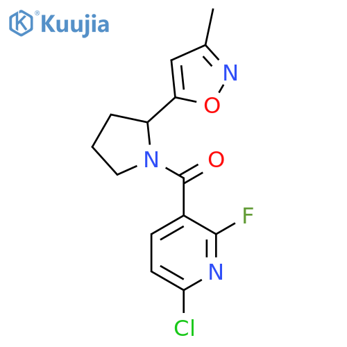 6-Chloro-2-fluoro-3-[2-(3-methyl-1,2-oxazol-5-yl)pyrrolidine-1-carbonyl]pyridine structure