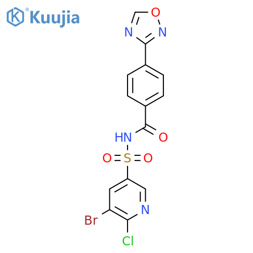 N-[(5-bromo-6-chloropyridin-3-yl)sulfonyl]-4-(1,2,4-oxadiazol-3-yl)benzamide structure