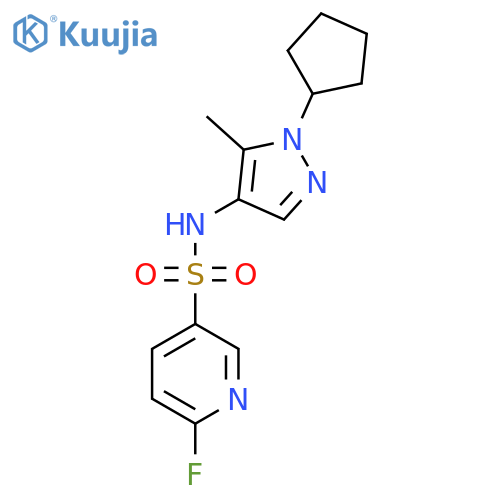 N-(1-cyclopentyl-5-methyl-1H-pyrazol-4-yl)-6-fluoropyridine-3-sulfonamide structure