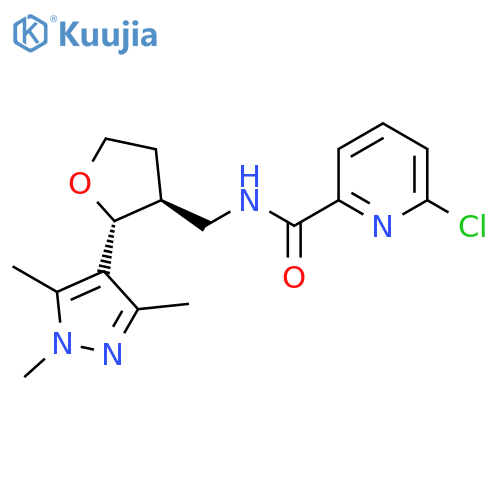 6-chloro-N-{[(2R,3S)-2-(1,3,5-trimethyl-1H-pyrazol-4-yl)oxolan-3-yl]methyl}pyridine-2-carboxamide structure