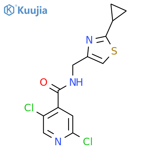 2,5-dichloro-N-[(2-cyclopropyl-1,3-thiazol-4-yl)methyl]pyridine-4-carboxamide structure
