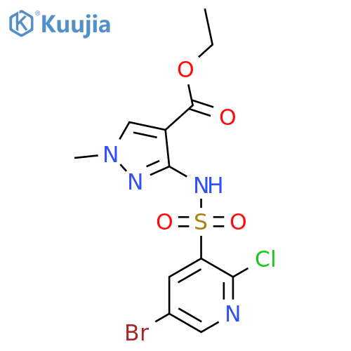 ethyl 3-(5-bromo-2-chloropyridine-3-sulfonamido)-1-methyl-1H-pyrazole-4-carboxylate structure