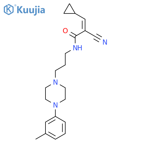 (Z)-2-Cyano-3-cyclopropyl-N-[3-[4-(3-methylphenyl)piperazin-1-yl]propyl]prop-2-enamide structure