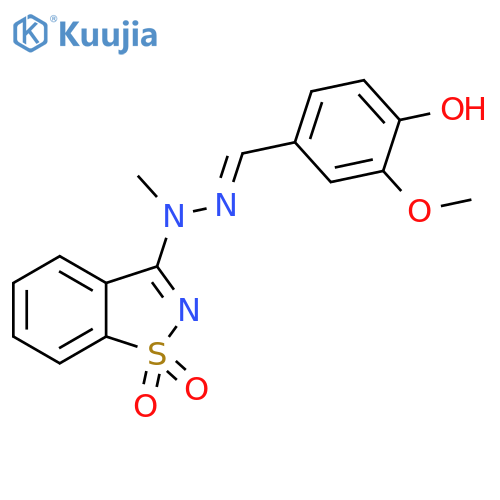 4-(E)-1,1-Dioxo-1,2-benzothiazol-3-yl)-methyl-hydrazonomethyl-2-methoxy-phenol structure