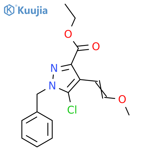 ethyl 1-benzyl-5-chloro-4-(2-methoxyvinyl)pyrazole-3-carboxylate structure