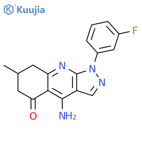 4-Amino-1-(3-fluorophenyl)-7-methyl-1,6,7,8-tetrahydro-5H-pyrazolo3,4-bquinolin-5-one structure